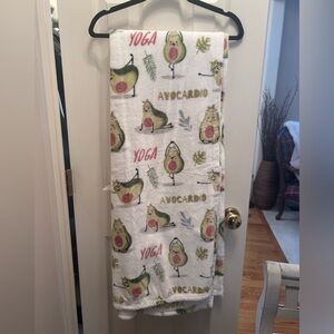 NWOT Avocado Yoga Theme White Throw Blanket